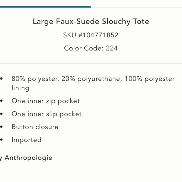 NWT new Anthropologie large faux suede slouchy bag purse tan  Hobo Bag - Picture 4 of 16